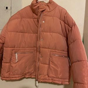 Peach puffer jacket plus size never worn